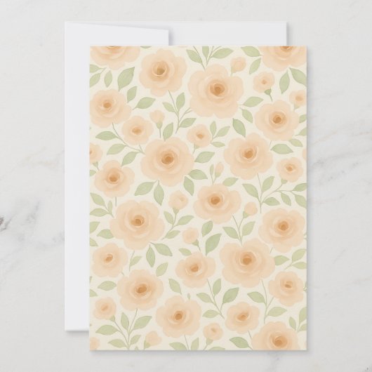 Romantische bloemenbruiloft met zachte perzik Roze Kaart (Achterkant)