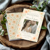 Romantische bloemenbruiloft met zachte perzik Roze Kaart