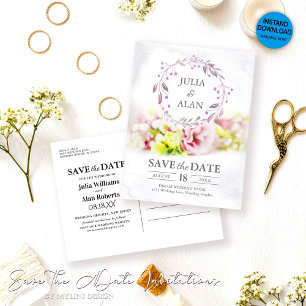 Romantische bloemenbruiloft Save the Date Briefkaart