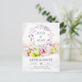 Romantische bloemenbruiloft Save the Date Briefkaart (Staand voorkant)