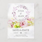 Romantische bloemenbruiloft Save the Date Briefkaart (Voorkant)