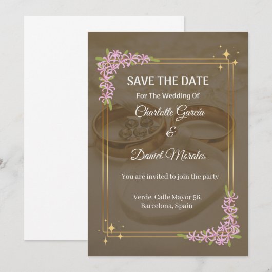 Romantische bloemenbruiloft Save the Date Uitnodig Kaart (Voorkant / Achterkant)