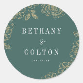 Romantische bloemenbruiloft Sticker | Smaragd (Voorkant)