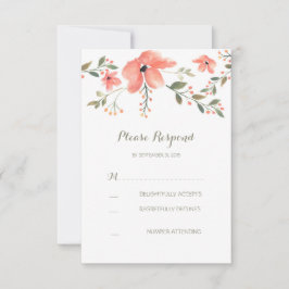 romantische bloemenbruiloft waterverf RSVP-kaart RSVP Kaartje