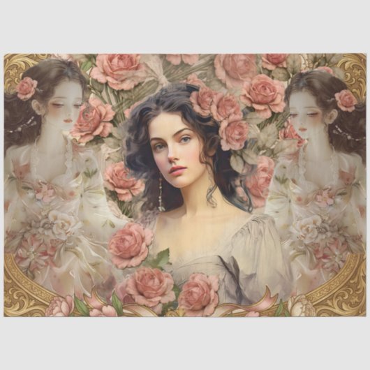 Romantische Bloemendroom Collage Decoupage Tissuepapier (Voorkant)
