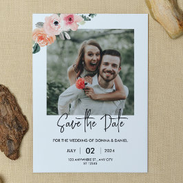 Romantische bloemenfoto 'Save the Date'-sjabloon Kaart