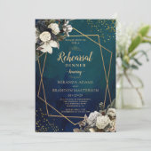 Romantische bloemengouden krans oefendiner kaart (Staand voorkant)