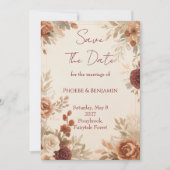 Romantische bloemenhuwelijk in het bos save the date (Voorkant)
