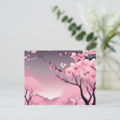 Romantische bloemenkersenbloesem briefkaart (Staand voorkant)
