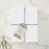 Romantische bloemenkrans bruiloft cadeaulabel (Met Touw)