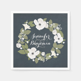 Romantische  bloemenkrans bruiloft servetten