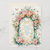 "Romantische Bloemenkrans bruiloft uitnodiging" Kaart (Voorkant / Achterkant)