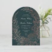 Romantische Bloemenkrans Koper Trouwboog Kaart (Staand voorkant)