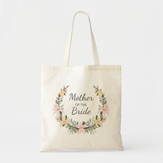 Romantische bloemenkrans monogram huwelijksgeschen tote bag (Voorkant)