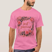 Romantische bloemenkrans net getrouwd met Mannen t T-shirt (Voorkant)