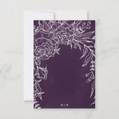 Romantische bloemenkrans paarse bruiloft RSVP kaartje (Achterkant)