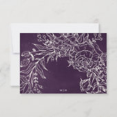 Romantische Bloemenkrans Paarse Bruiloft RSVP Kaartje (Achterkant)