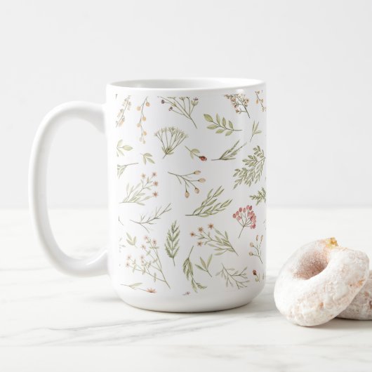 Romantische bloemenlente koffie thee mok (Met donut)