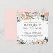 Romantische Bloemenplein bruiloft uitnodiging Kaar (Voorkant / Achterkant)