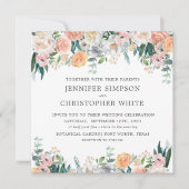 Romantische Bloemenplein bruiloft uitnodiging Kaar (Voorkant)