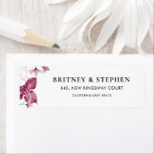 Romantische bloemenpruim waterverf retouradres etiket (Insitu)