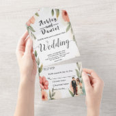 Romantische bloementuin bruid en bruidegom bruilof all in one uitnodiging (Afscheurbaar)