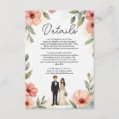 Romantische bloementuin bruid en bruidegom bruilof informatiekaartje (Voorkant)