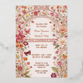 Romantische bloementuin folie uitnodiging (Voorkant)
