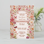 Romantische bloementuin folie uitnodiging (Staand Voorkant)