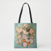 Romantische bloementuin katachtige kunst tote bag (Voorkant)