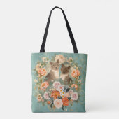 Romantische bloementuin katachtige kunst tote bag (Achterkant)
