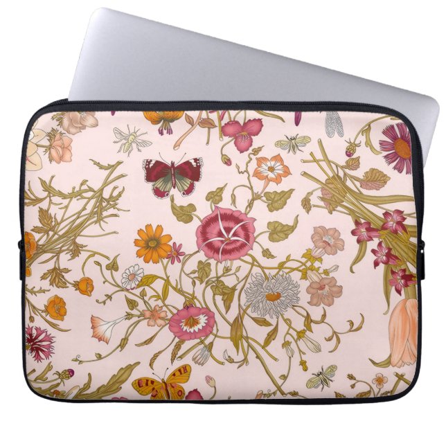 Romantische bloementuin laptop sleeve (Voorkant)