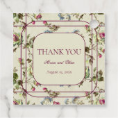 Romantische bloementuin roos vintage bruiloft bedankjes labels (Achterkant)