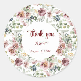 Romantische bloementuin vintage bruiloft ronde sticker