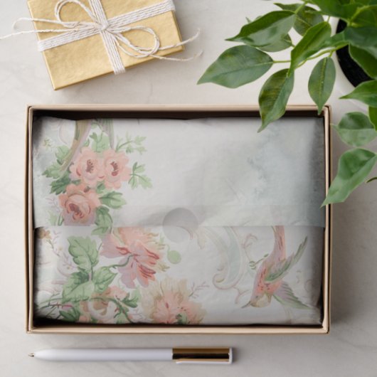 Romantische Bloemenvogel Tissuepapier (Geschenk)