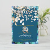 Romantische bloemenwitte & zachte blauwe bloemen kaart (Staand voorkant)