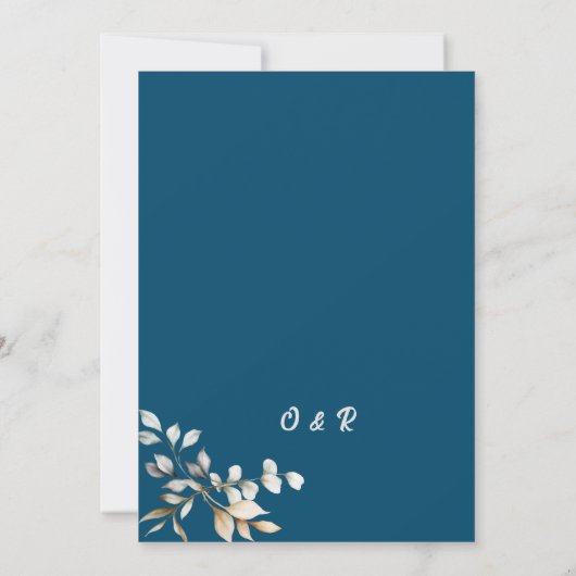 Romantische bloemenwitte & zachte blauwe bloemen kaart (Achterkant)