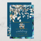 Romantische bloemenwitte & zachte blauwe bloemen kaart (Voorkant / Achterkant)