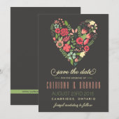 Romantische bloemhart 'Save the Date'-aankondiging Kaart (Voorkant / Achterkant)
