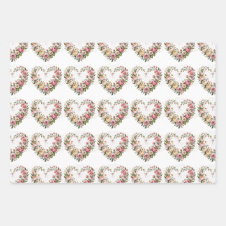 Romantische bloemhartjes, Boho Neon Wolf, Valentij Inpakpapier Vel