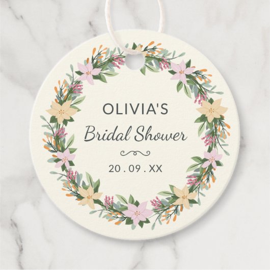 Romantische bloemige bruidsbruiloftlabel bedankjes labels (Voorkant)
