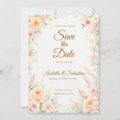 Romantische Bloemige Bruiloft Save The Date (Voorkant)