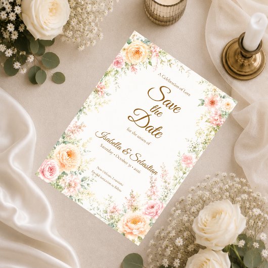 Romantische Bloemige Bruiloft Save The Date