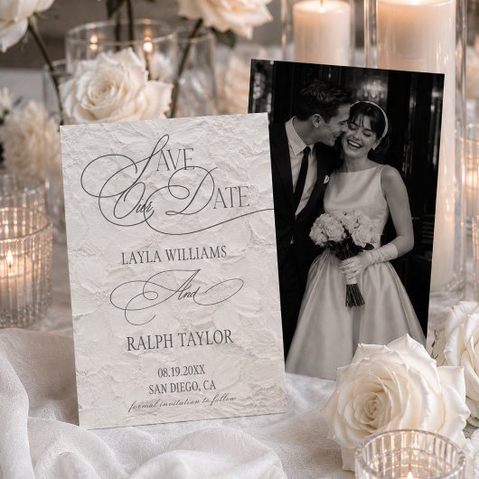 Romantische bloemige bruiloft save the date