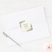 Romantische bloemige bruiloft vierkante sticker (Envelop)
