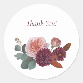 Romantische Bloemige Dankjewel Ronde Sticker