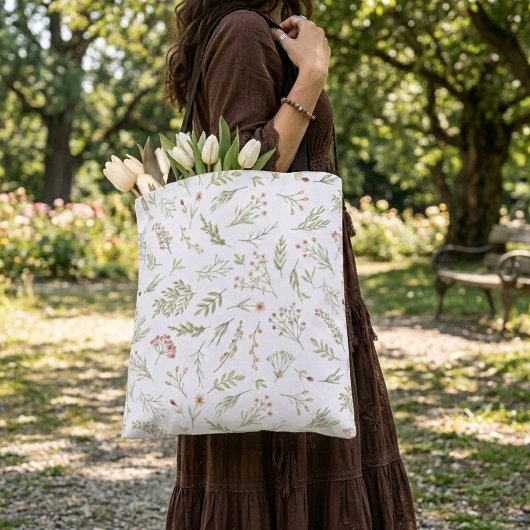 Romantische bloemige kleurrijke planten canvas tas