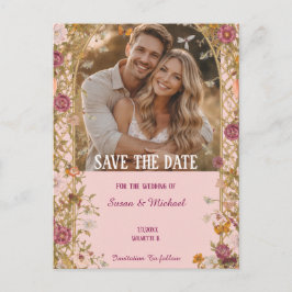Romantische bloemige "Save the Date" Aankondigingskaart