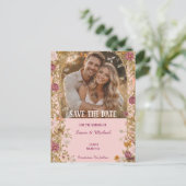 Romantische bloemige 'Save the Date' Aankondigingskaart (Staand voorkant)