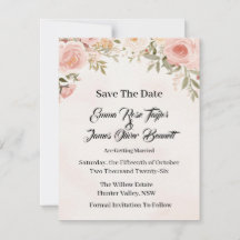 Romantische bloemige 'Save the Date'-kaart